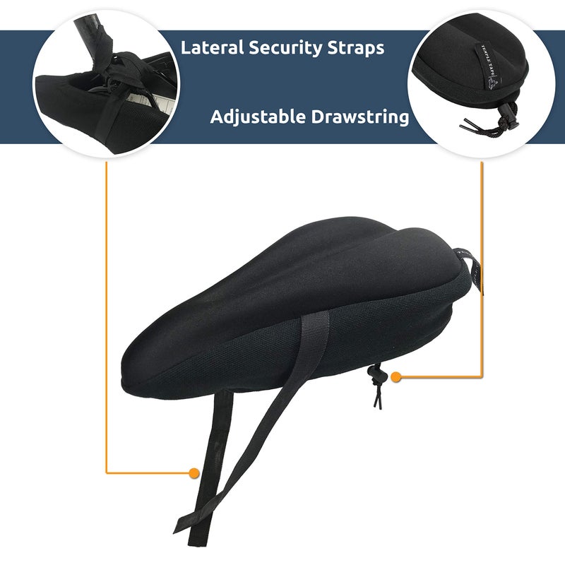 Temple Tape Elite Gel Bike Seat Cushion - Extra Soft Bicycle Saddle Cover for Spin, Exercise Stationary Bikes and Outdoor Biking - Premium Accessories for Comfort While Cycling - Image 4